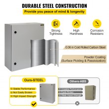 VEVOR Electrical Enclosure, 28\'\' x 20\'\' x 8\'\', UL Certified NEMA 4 Outdoor Enclosure, IP65 Waterproof & Dustproof Cold-Rolled Carbon Steel Hinged Junction Box for Outdoor Indoor Use, with Rain H
