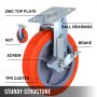 4 Pack 200mm Swivel Casters Polyurethane Wheel Scaffold w/Brake Castor Trolley