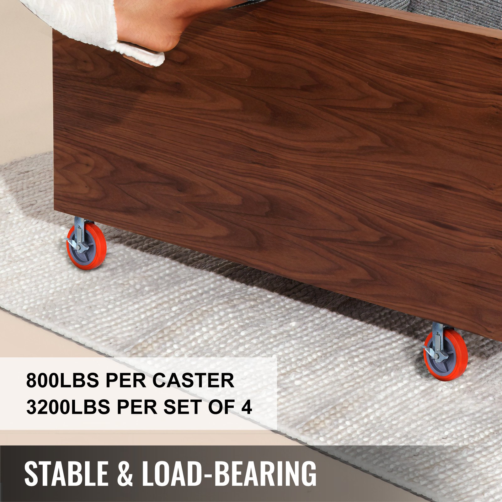 4 Pack 200mm Swivel Casters Polyurethane Wheel Scaffold w/Brake Castor Trolley