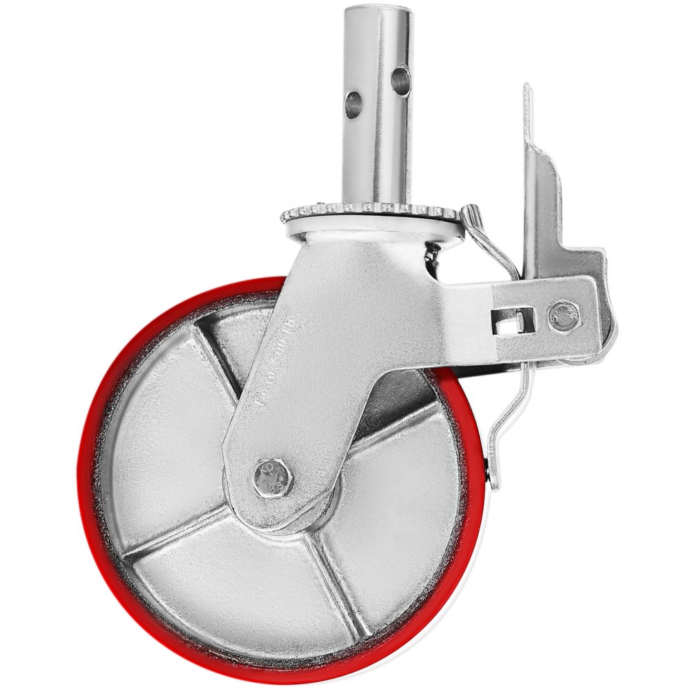 metallic wheel with red rubber rim from VEVOR scaffolding wheels.
