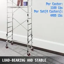 VEVOR Scaffolding Wheels Set, Heavy Duty 4-Pack 8" Scaffolding Casters, with 4400 Lbs Per Set and Locking Stem Casters with Brake, Polyurethane Replacement for Scaffold, Shelves, Workbench