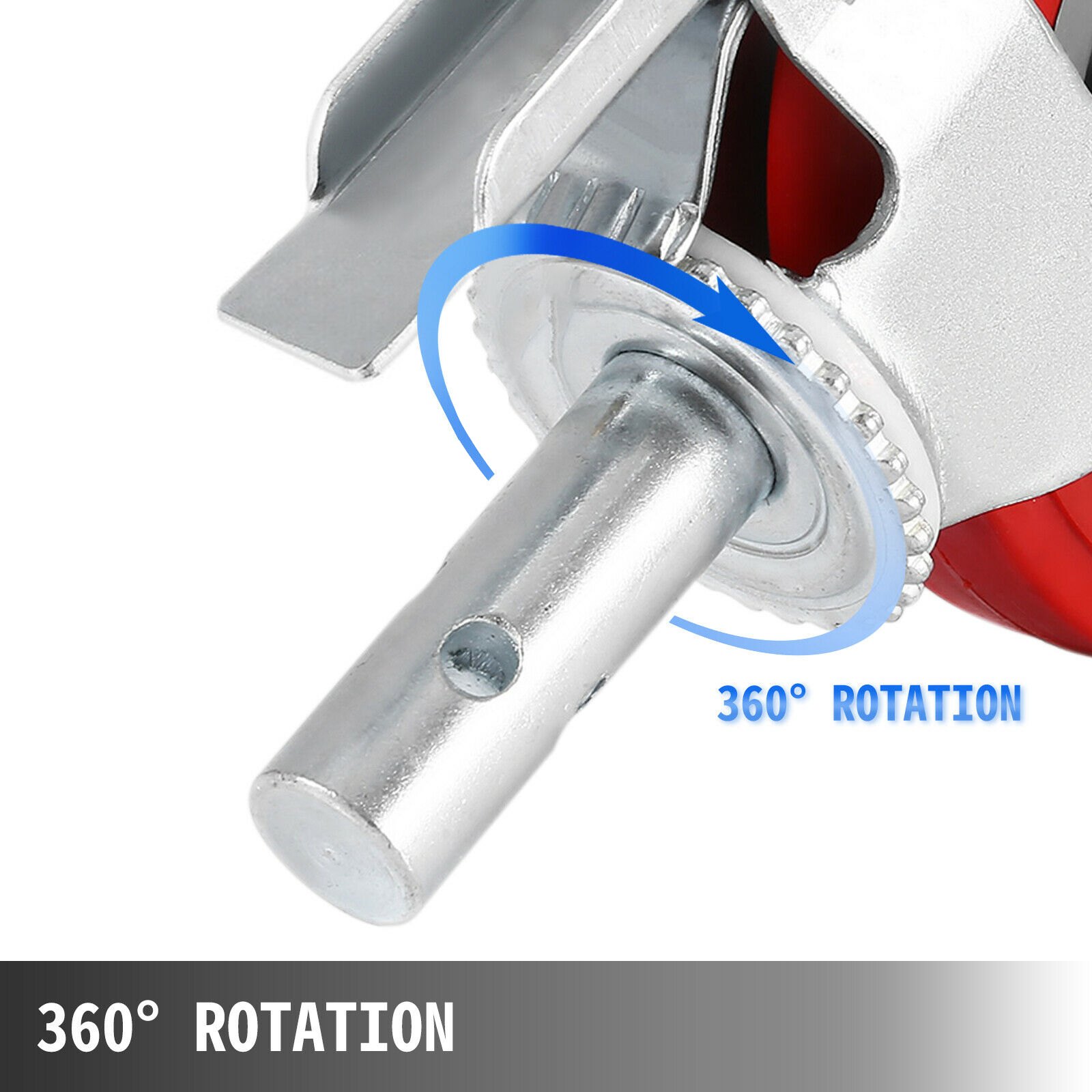 VEVOR Scaffolding Wheels Set of 4, 8\" - Scaffolding Casters Heavy Duty, 3200 Lbs Per Set - Locking Stem Casters with Brake, Red Polyurethane - Replacement for Scaffold, Shelves, Workbench