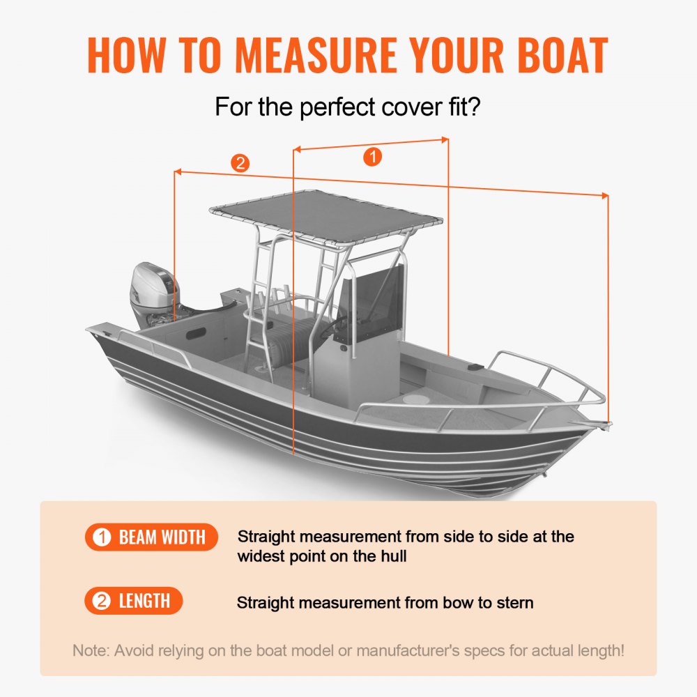 VEVOR T Top Boat Cover, 6.09m-6.7m Waterproof Trailerable T-Top Boat Cover, 600D Marine Grade PU Oxford, with Windproof Buckle Straps, for Center Console Boat with T Top Roof, Fits 20'-22'L x 106"W, Grey