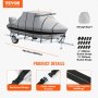 VEVOR T Top Boat Cover, 6.09m-6.7m Waterproof Trailerable T-Top Boat Cover, 600D Marine Grade PU Oxford, with Windproof Buckle Straps, for Center Console Boat with T Top Roof, Fits 20'-22'L x 106"W, Grey