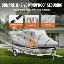 VEVOR T Top Boat Cover, 20'-22' Waterproof Trailerable T-Top Boat Cover, 600D Marine Grade PU Oxford, with Windproof Buckle Straps, for Center Console Boat with T Top Roof, Fits 20'-22'L x 106"W, Grey
