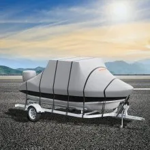 VEVOR T Top Boat Cover, 20'-22' Waterproof Trailerable T-Top Boat Cover, 600D Marine Grade PU Oxford, with Windproof Buckle Straps, for Center Console Boat with T Top Roof, Fits 20'-22'L x 106"W, Grey