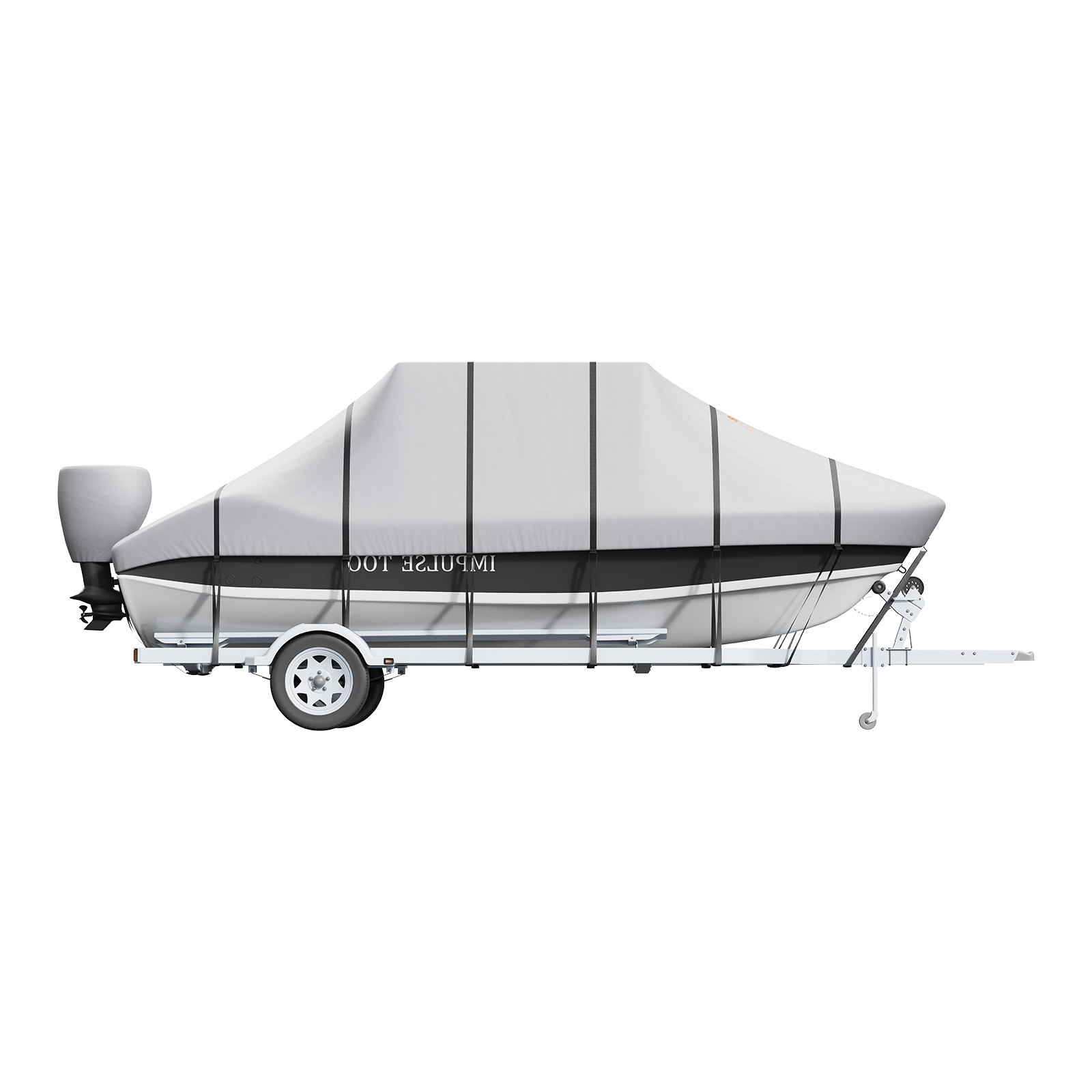 VEVOR T Top Boat Cover, 6.09m-6.7m Waterproof Trailerable T-Top Boat Cover, 600D Marine Grade PU Oxford, with Windproof Buckle Straps, for Center Console Boat with T Top Roof, Fits 20'-22'L x 106"W, Grey