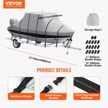 VEVOR T-Top Boat Cover 24-26 ft Center Console Boat T-Top Roof 600D Waterproof