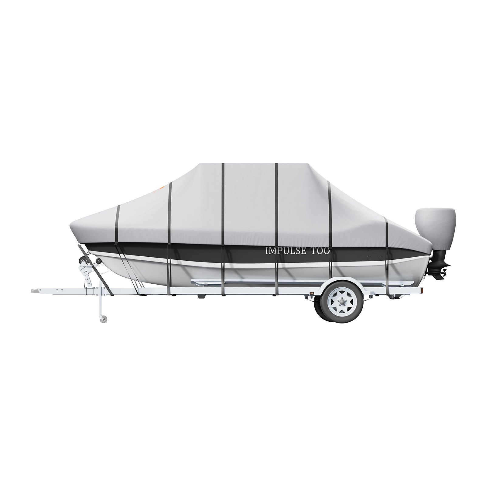 VEVOR T Top Boat Cover, 24'-26' Waterproof Trailerable T-Top Boat Cover, 600D Marine Grade PU Oxford, with Windproof Buckle Straps, for Center Console Boat with T Top Roof, Fits 24'-26'L x 106"W, Grey