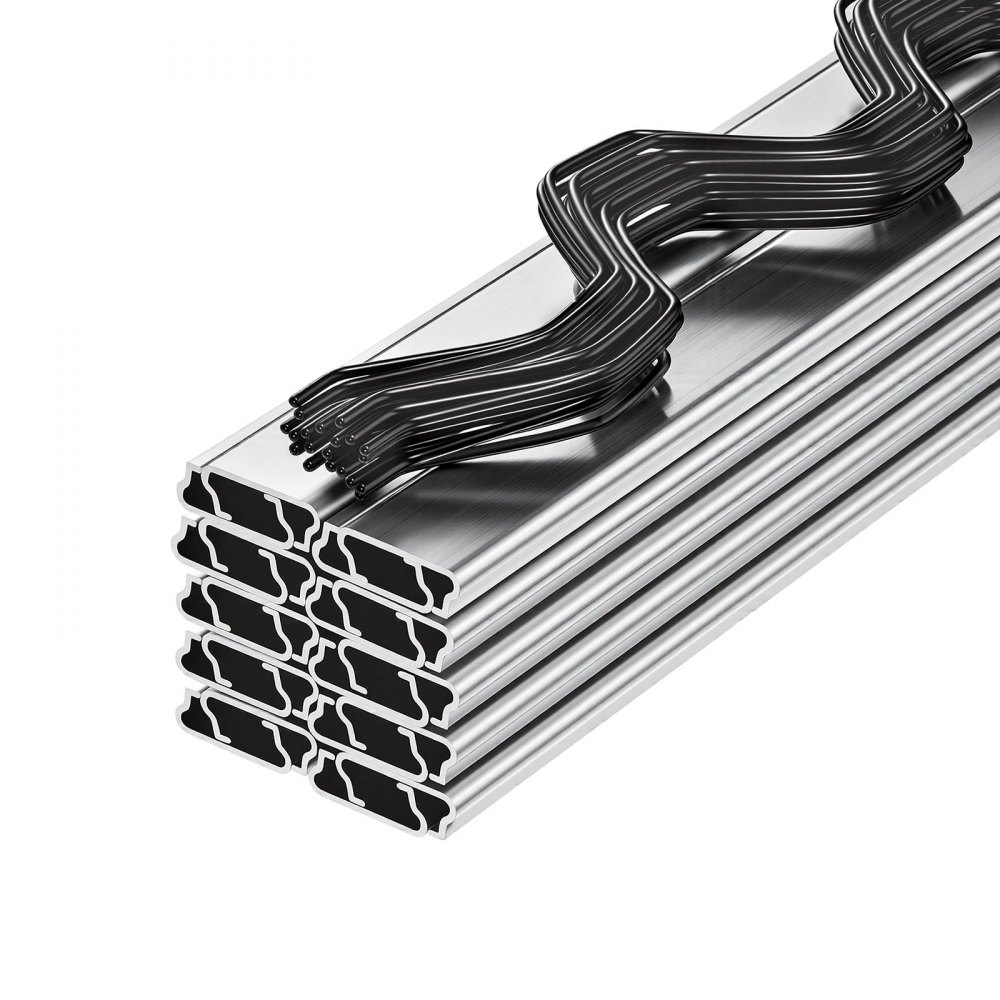 VEVOR Greenhouse Spring Wire and Lock Channel, 20 Packs 2m PVC-Coated Wiggle Wire & Aluminum Alloy Channel Bundle Kit with Included Screws, 1.2mm Thickened, Poly Film & Shade Cloth Attachments