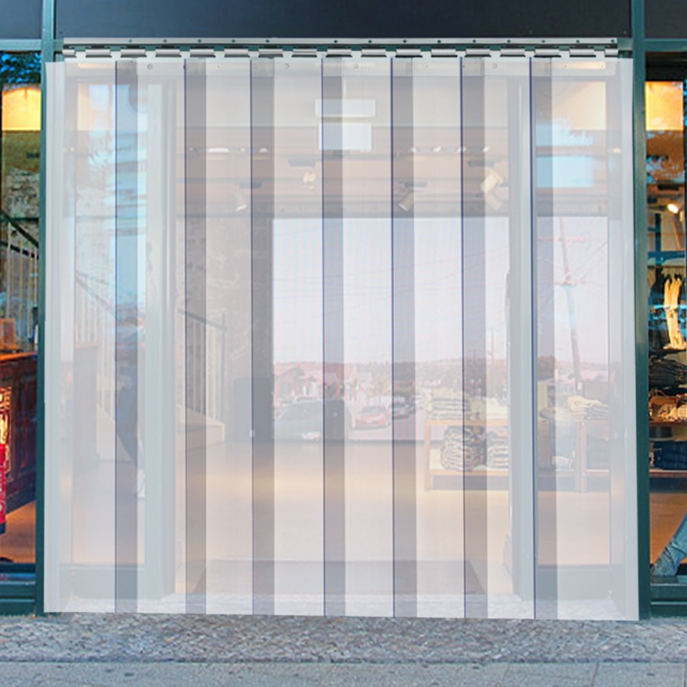 VEVOR Plastic Curtain, 4ft Width x 7ft Height Plastic Strip Curtain, Clear PVC Freezer Curtain, 0.08in Thickness Plastic Door Strip w/Over 50% Overlap for Walk-in Freezers, Warehouse and Clean Rooms