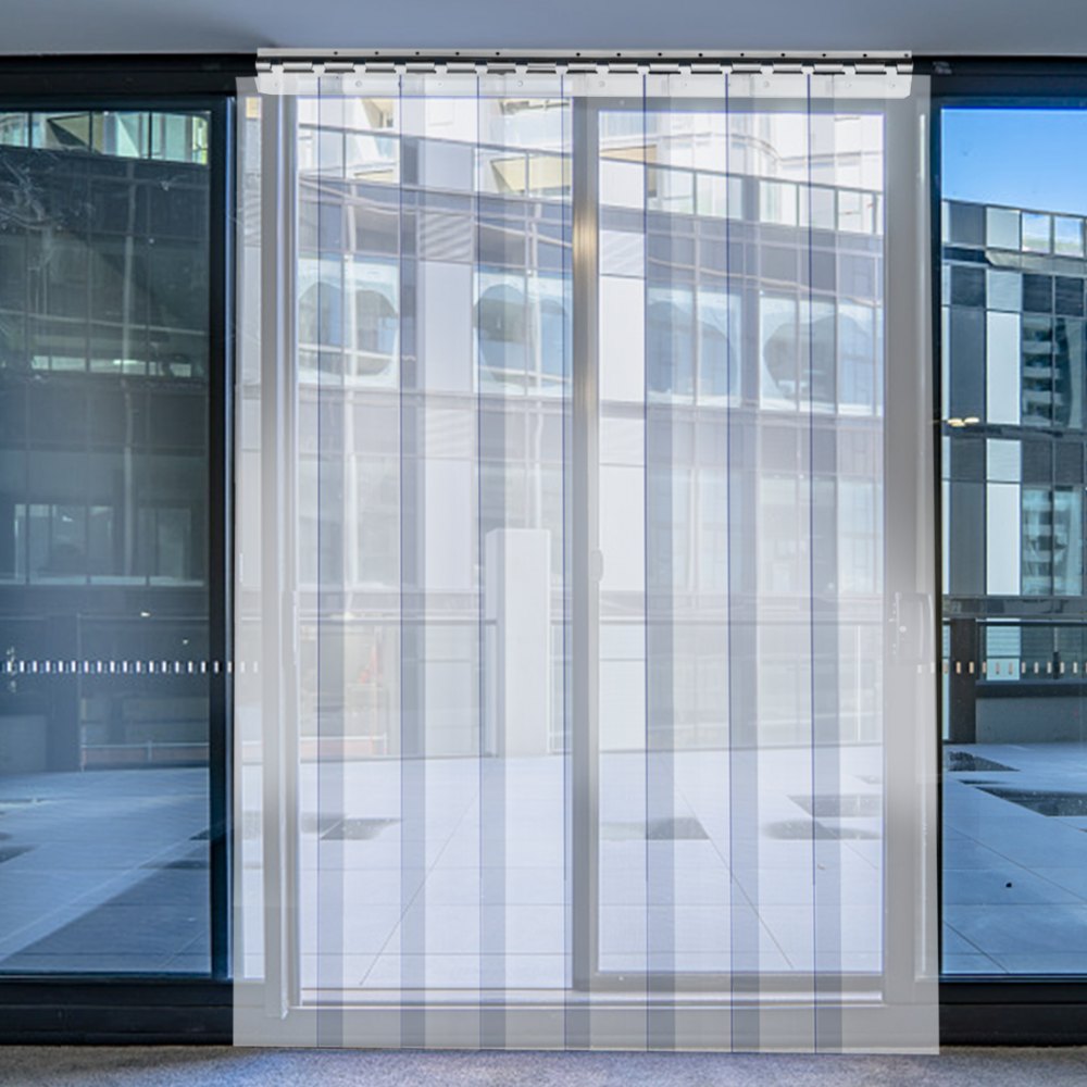 VEVOR Plastic Curtain, 4ft Width x 8ft Height Plastic Strip Curtain, Clear PVC Freezer Curtain, 0.08in Thickness Plastic Door Strip w/Over 50% Overlap for Walk-in Freezers, Warehouse and Clean Rooms