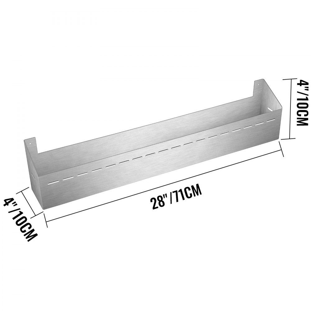 VEVOR Front Tray Griddle, Brushed Stainless Steel Griddle Shelf, Front Tool and Bottle Tray for 28" Griddle, Front Tray with Complete Accessories Including Movable Hooks for Outdoor Barbecue