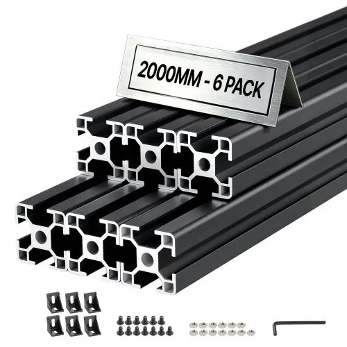 Alumiiniumprofiil T-soon 3030, 2000 mm, must, 6 tk