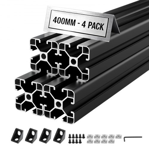Alumiiniumprofiil T-soon 4040, 400 mm, must, 4 tk