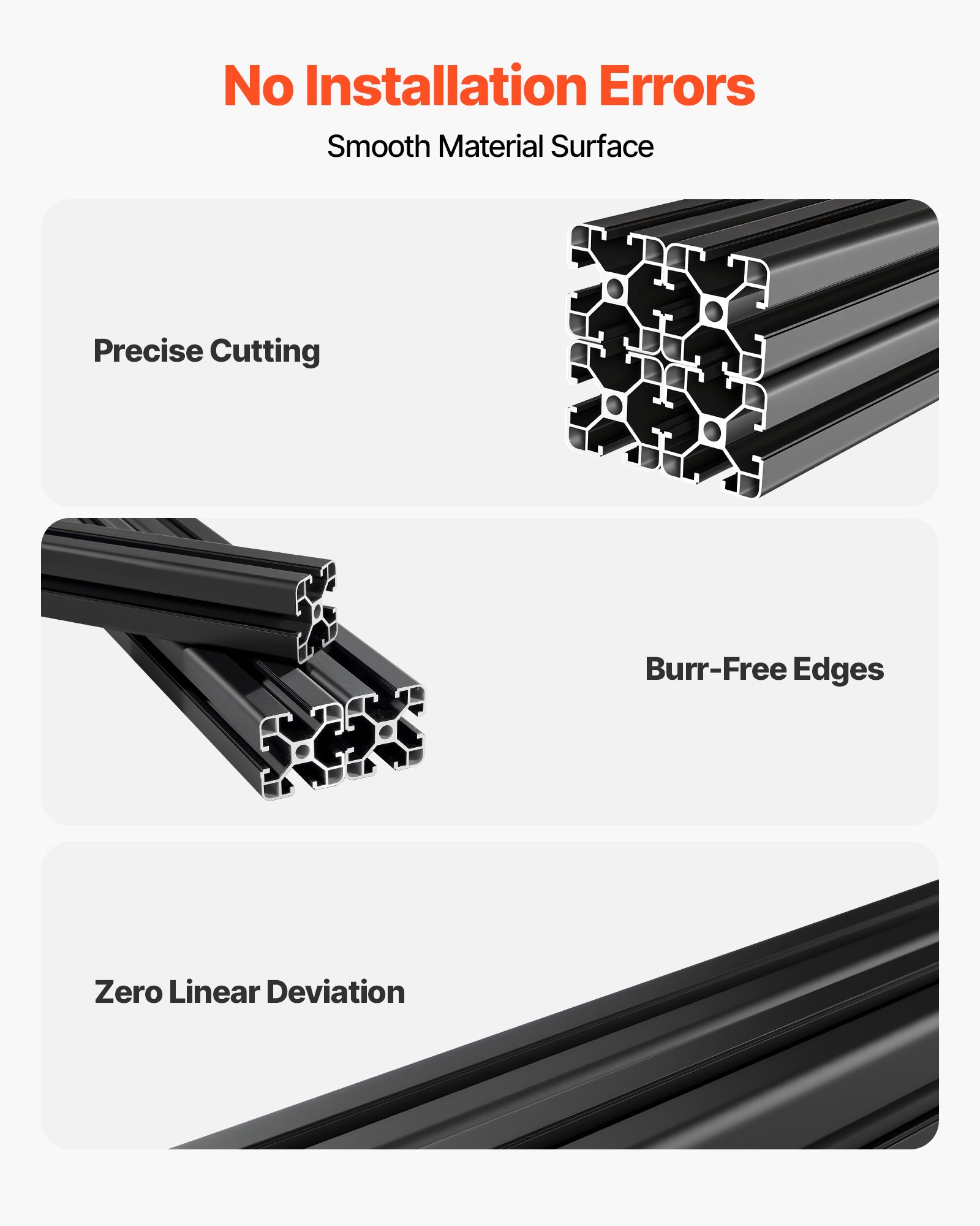 VEVOR 4PCS 4040 Aluminum Extrusion Profile, 400 mm, T Slot European Standard Anodized Linear Rail, High-Strength Extruded Aluminum Rail, for 3D Printer Parts and CNC DIY Workbench, Black