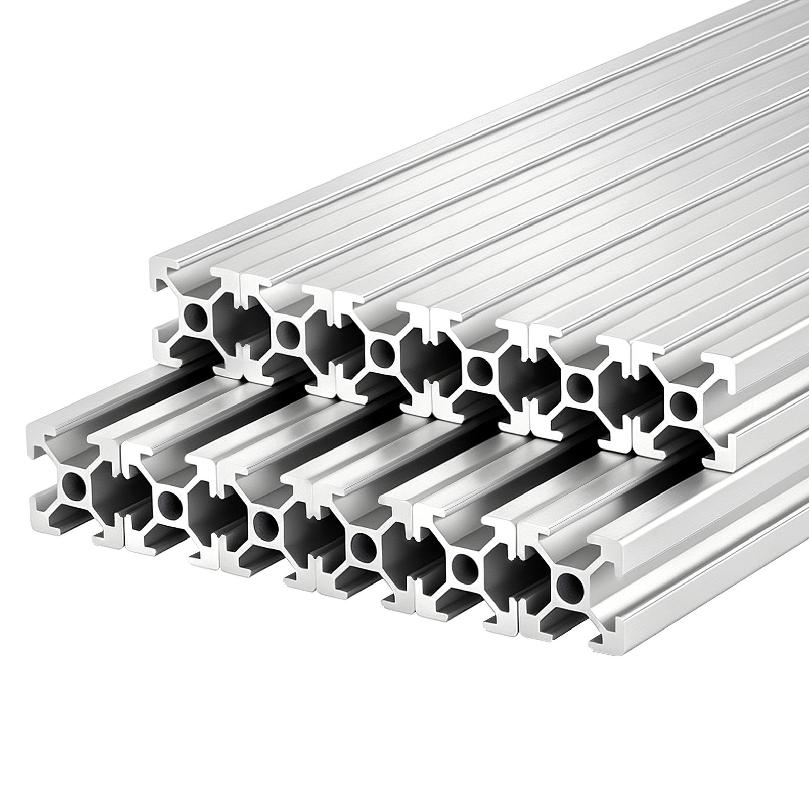 VEVOR 12PCS 2020 Aluminum Extrusion Profile, 78.74 Inch 2000 mm, T Slot European Standard Anodized Linear Rail, High-Strength Extruded Aluminum Rail, for 3D Printer Parts and CNC DIY Workbench, Silver