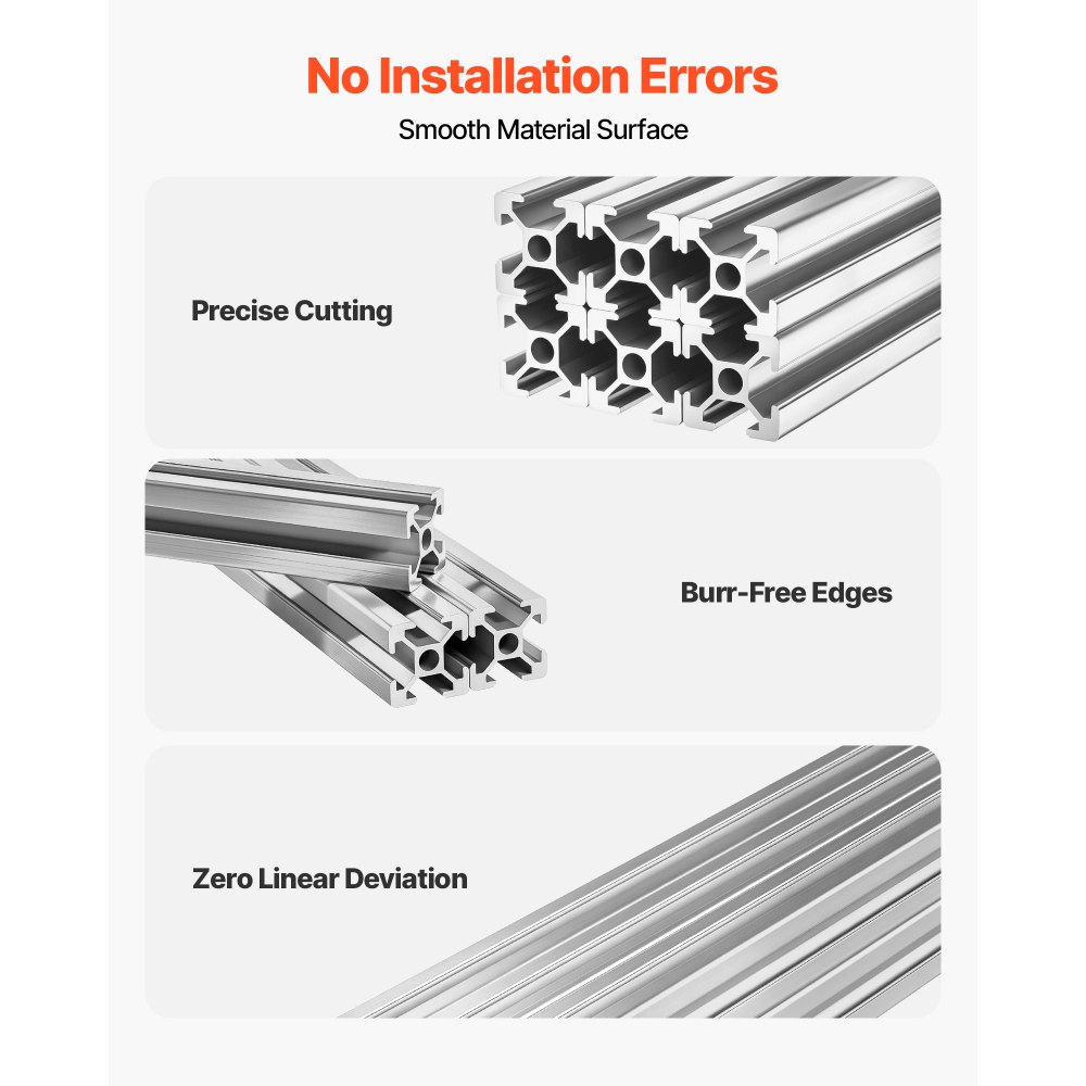 VEVOR 6PCS 2020 Aluminum Extrusion Profile, 78.74 Inch 2000 mm, T Slot European Standard Anodized Linear Rail, High-Strength Extruded Aluminum Rail, for 3D Printer Parts and CNC DIY Workbench, Silver