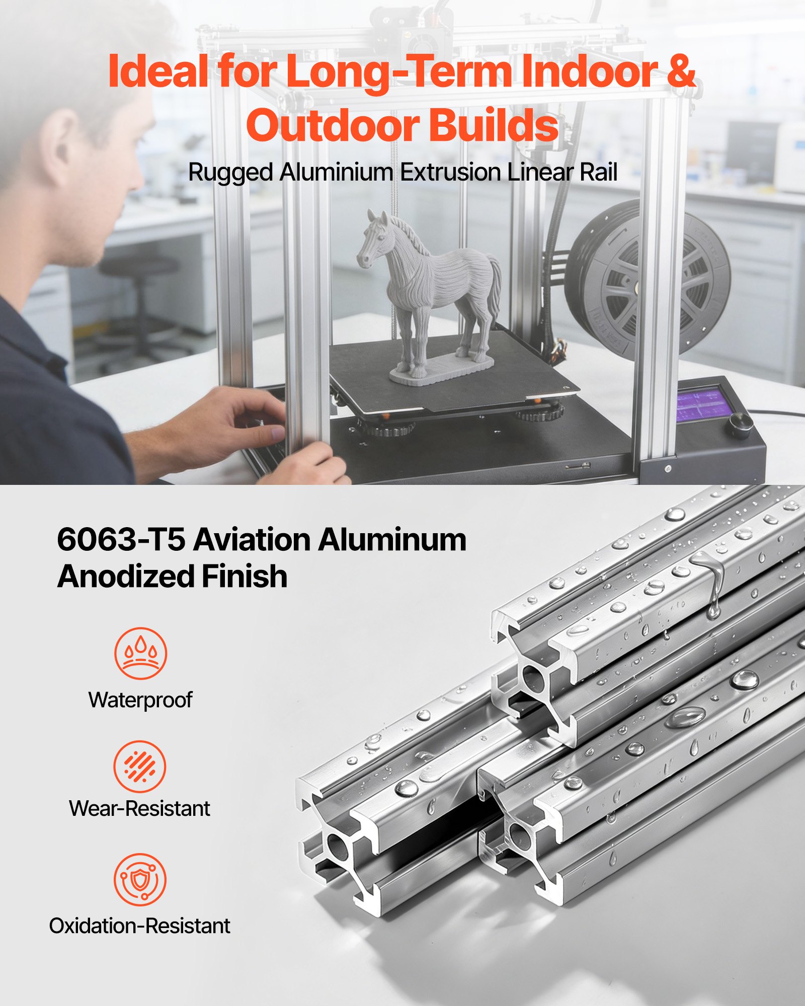 VEVOR 6PCS 2020 Aluminum Extrusion Profile, 78.74 Inch 2000 mm, T Slot European Standard Anodized Linear Rail, High-Strength Extruded Aluminum Rail, for 3D Printer Parts and CNC DIY Workbench, Silver