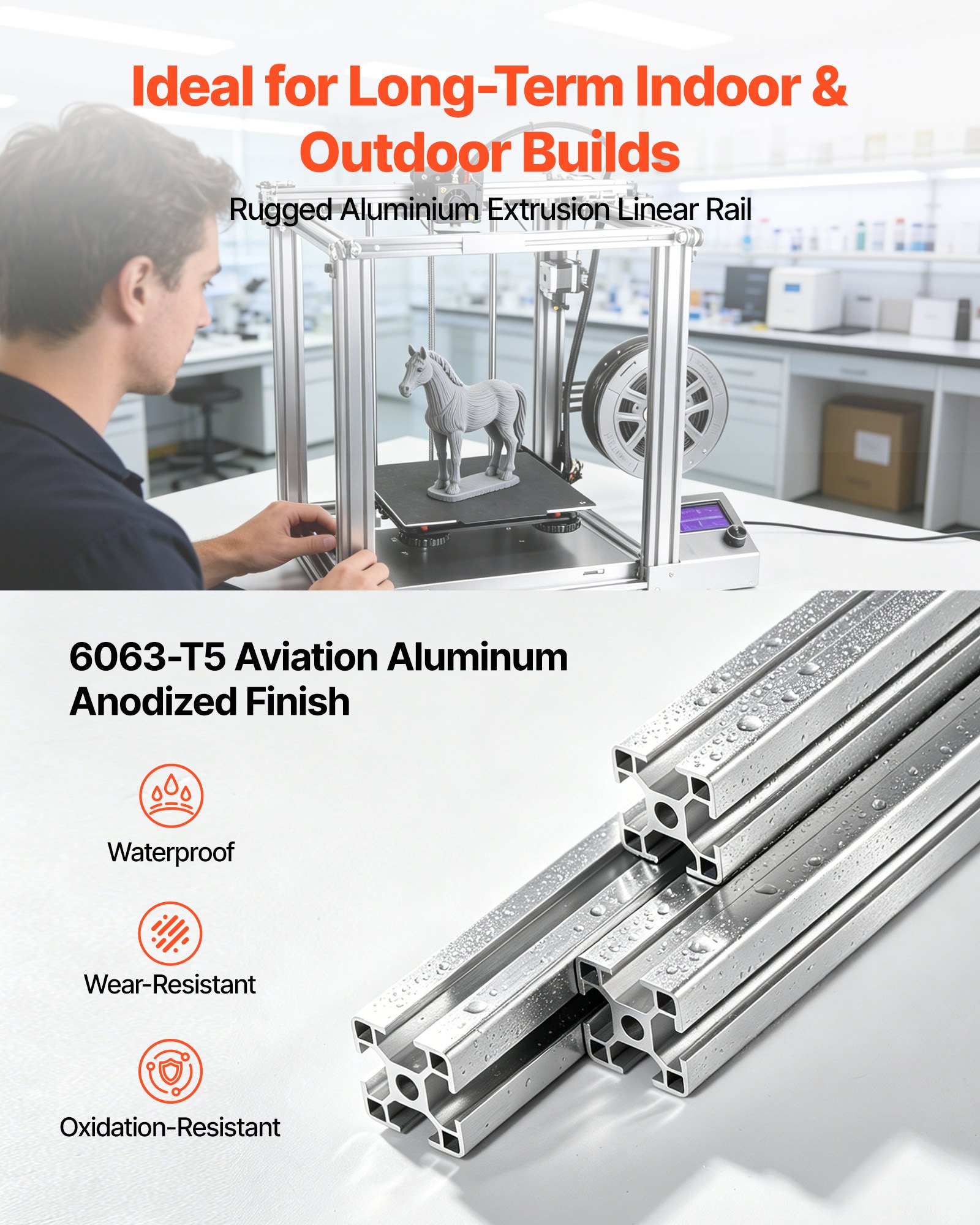 VEVOR 12PCS 3030 Aluminum Extrusion Profile, 78.74 Inch 2000 mm, T Slot European Standard Anodized Linear Rail, High-Strength Extruded Aluminum Rail, for 3D Printer Parts and CNC DIY Workbench, Silver