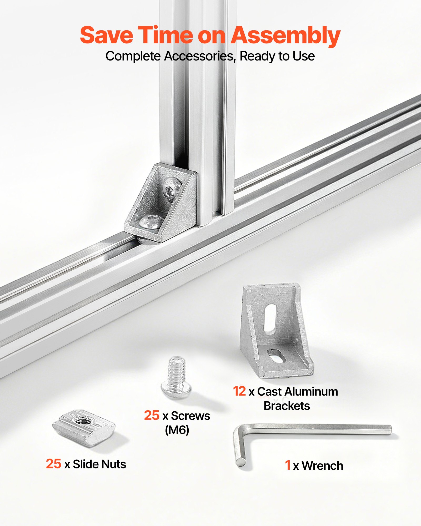 VEVOR 12PCS 3030 Aluminum Extrusion Profile, 78.74 Inch 2000 mm, T Slot European Standard Anodized Linear Rail, High-Strength Extruded Aluminum Rail, for 3D Printer Parts and CNC DIY Workbench, Silver