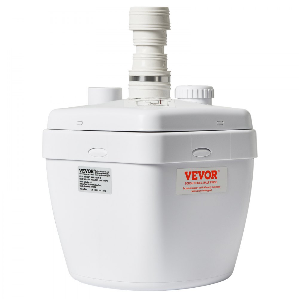 VEVOR Utility Sink Pump Laundry Sink Drain Pump System 200W 1500GPH 548.6 cm Head 3.8 cm Outlet Low Drainage Outlet Corrosion-resistant Low Noise for Villa Basements, Washing Machines, Versatile Sinks and Bars