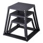 VEVOR Plyometric Jump Boxes, 12/18/24 Inch Plyo Box, Platform and Jumping Agility Box, Anti-Slip Fitness Exercise Step Up Box Set for Home Gym Training, Conditioning Strength Training, Black