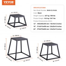 VEVOR Plyometric Jump Boxes, 12/18/24 Inch Plyo Box, Platform and Jumping Agility Box, Anti-slip Fitness Exercise Step Up Box for Home Gym Training, Conditioning Strength Training, Μαύρο