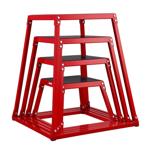 Exercise Step Plyometric Jump Boxes, 12/18/24/30 Inch Plyo Box, Platform And Jumping Agility Box, Anti-Slip Fitness Up Box Set For Home Gym Training, Conditioning Strength Training, Red | CA Box Jumps