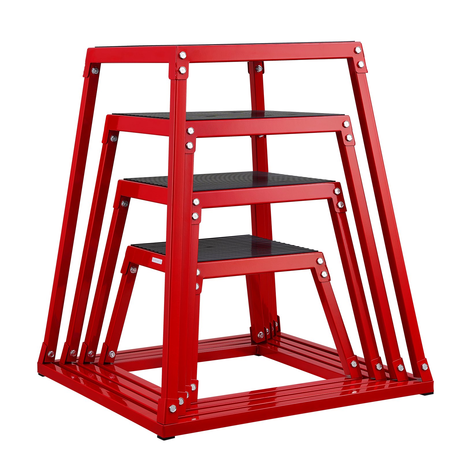 VEVOR Plyometric Jump Boxes, 12/18/24/30 Inch Plyo Box, Platform and Jumping Agility Box, Anti-Slip Fitness Exercise Step Up Box Set for Home Gym Training, Conditioning Strength Training, Red