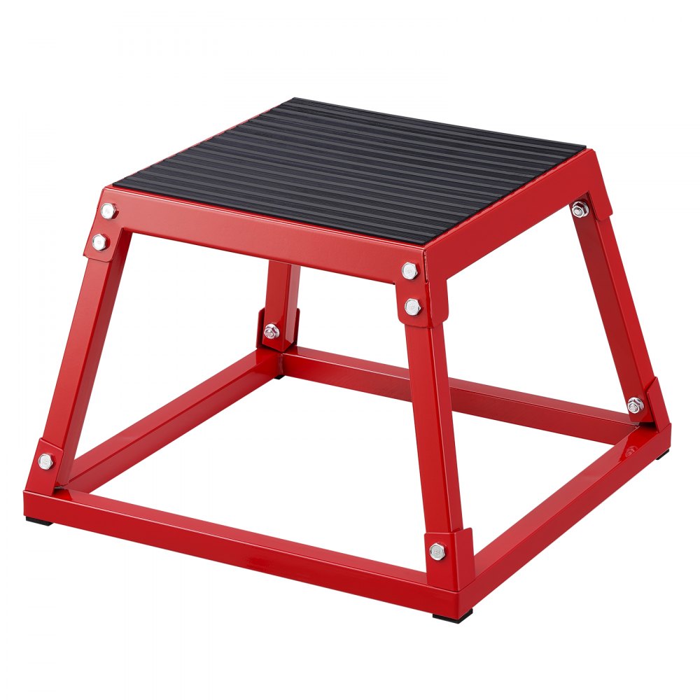 Plyometrický Jump Box VEVOR, 12palcový Plyobox, Ocelová plyometrická platforma a Jumping Agility Box, Protiskluzový posilovací box na fitness cvičení pro domácí trénink v posilovně, Kondiční silový trénink, červený