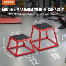 VEVOR Plyometric Jump Box, 12 Inch Plyo Box, Steel Plyometric Platform and Jumping Agility Box, Anti-Slip Fitness Exercise Step Up Box for Home Gym Training, Conditioning Strength Training, Red
