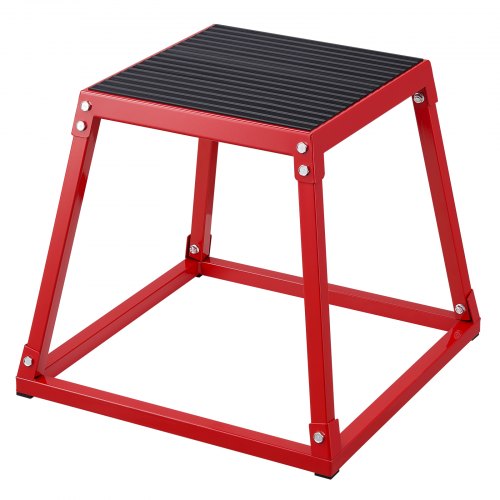 VEVOR Plyometric Jump Box, 18 Inch Plyo Box, Steel Plyometric Platform and Jumping Agility Box, Anti-Slip Fitness Exercise Step Up Box for Home Gym Training, Conditioning Strength Training, Red