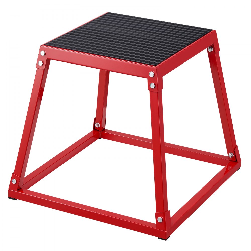 VEVOR Plyometric Jump Box, 18 tuuman Plyo Box, Teräksinen plyometrinen alusta ja Jumping Agility Box, Liukumista estävä Fitness Exercise Step Up -laatikko kotikuntosaliharjoitteluun, kuntoiluvoimaharjoittelu, punainen