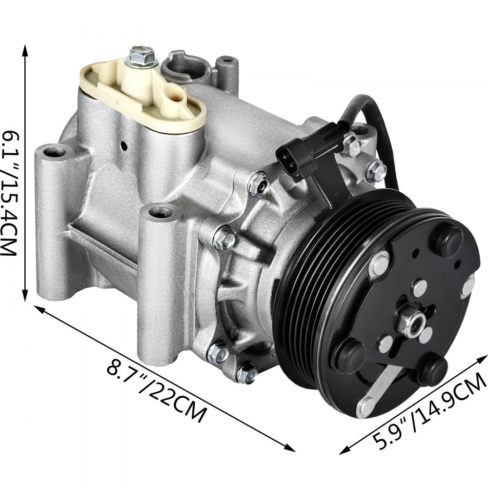 VEVOR A/C Compressor Kit Aluminum  AC Compressors w/ Clutch AC Conditioning Compressor Fits 2004-2007 Saturn Vue 3.5L V6