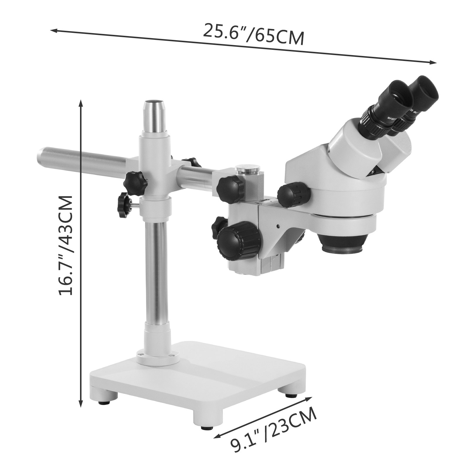 VEVOR 7X-45X Binocular Stereo Microscope with Boom Stand Steel Frame Focus Knob