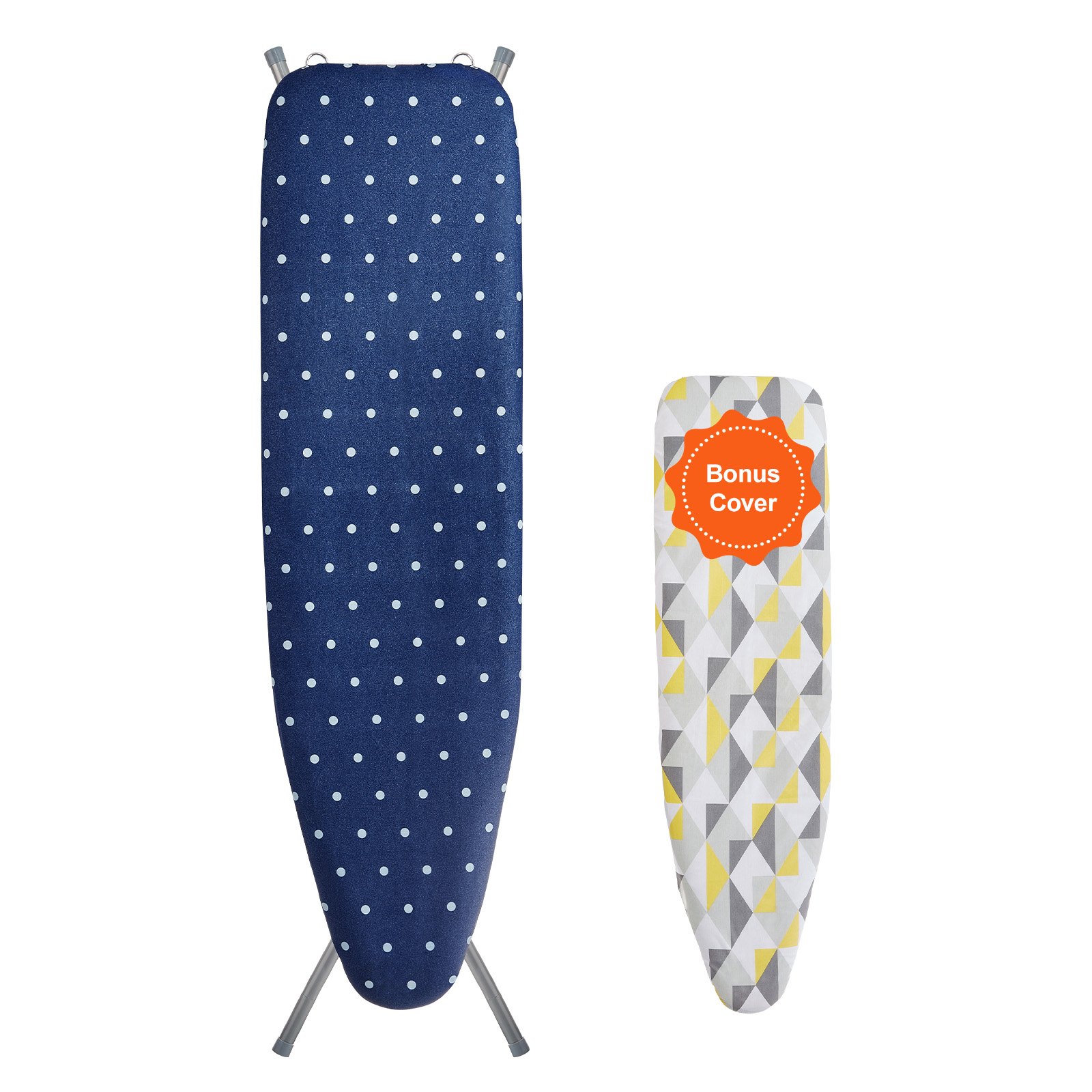 VEVOR Ironing Board with Bottom Storage Tray, Thickened 4 Layers Iron Board with Heat Resistant Cover and 100% Cotton Cover, 10 Adjustable Heights Ironing Board for Home Laundry Room Use (Size 55x15)