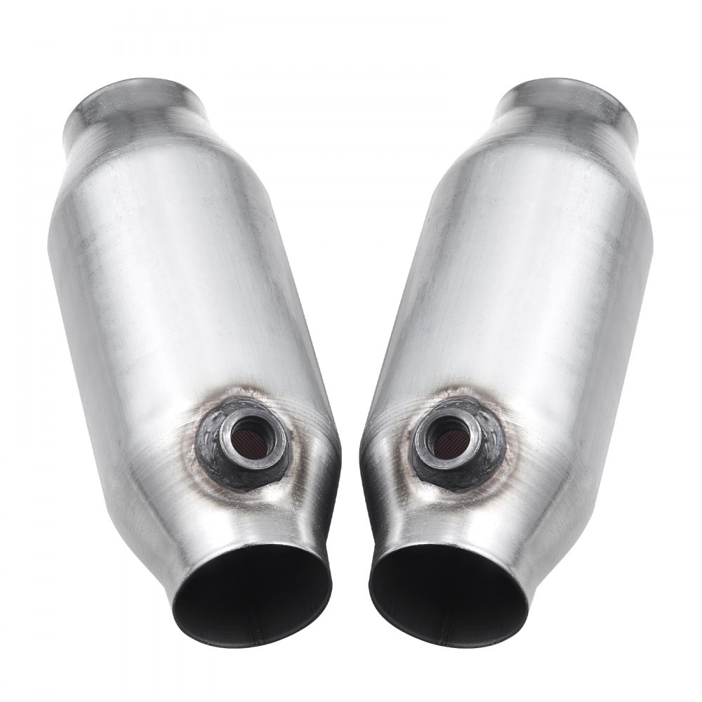 VEVOR Universal Catalytic Converter, 2.5 Inch Inlet/Outlet, 2 Pack High Flow Car Catalytic Converter with O2 Port, Direct Replacement, Stainless Steel Material, for Quick Exhaust Gas Purification
