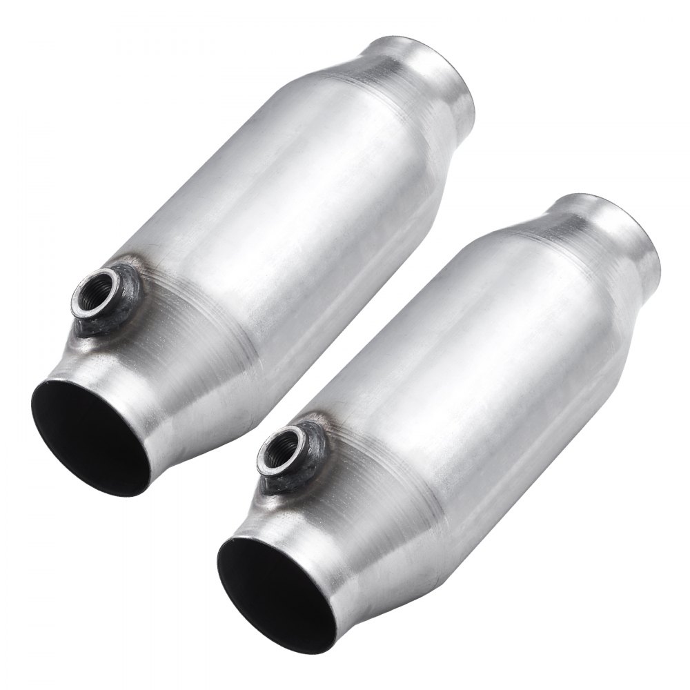 VEVOR Universal Catalytic Converter, 2.5 Inch Inlet/Outlet, 2 Pack High Flow Car Catalytic Converter with O2 Port, Direct Replacement, Stainless Steel Material, for Quick Exhaust Gas Purification