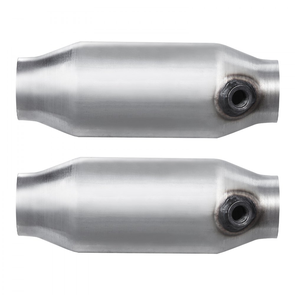 VEVOR Universal Catalytic Converter, 2.5 Inch Inlet/Outlet, 2 Pack High Flow Car Catalytic Converter with O2 Port, Direct Replacement, Stainless Steel Material, for Quick Exhaust Gas Purification