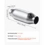 VEVOR Universal Catalytic Converter, 2.5 Inch Inlet/Outlet, 2 Pack High Flow Car Catalytic Converter with O2 Port, Direct Replacement, Stainless Steel Material, for Quick Exhaust Gas Purification