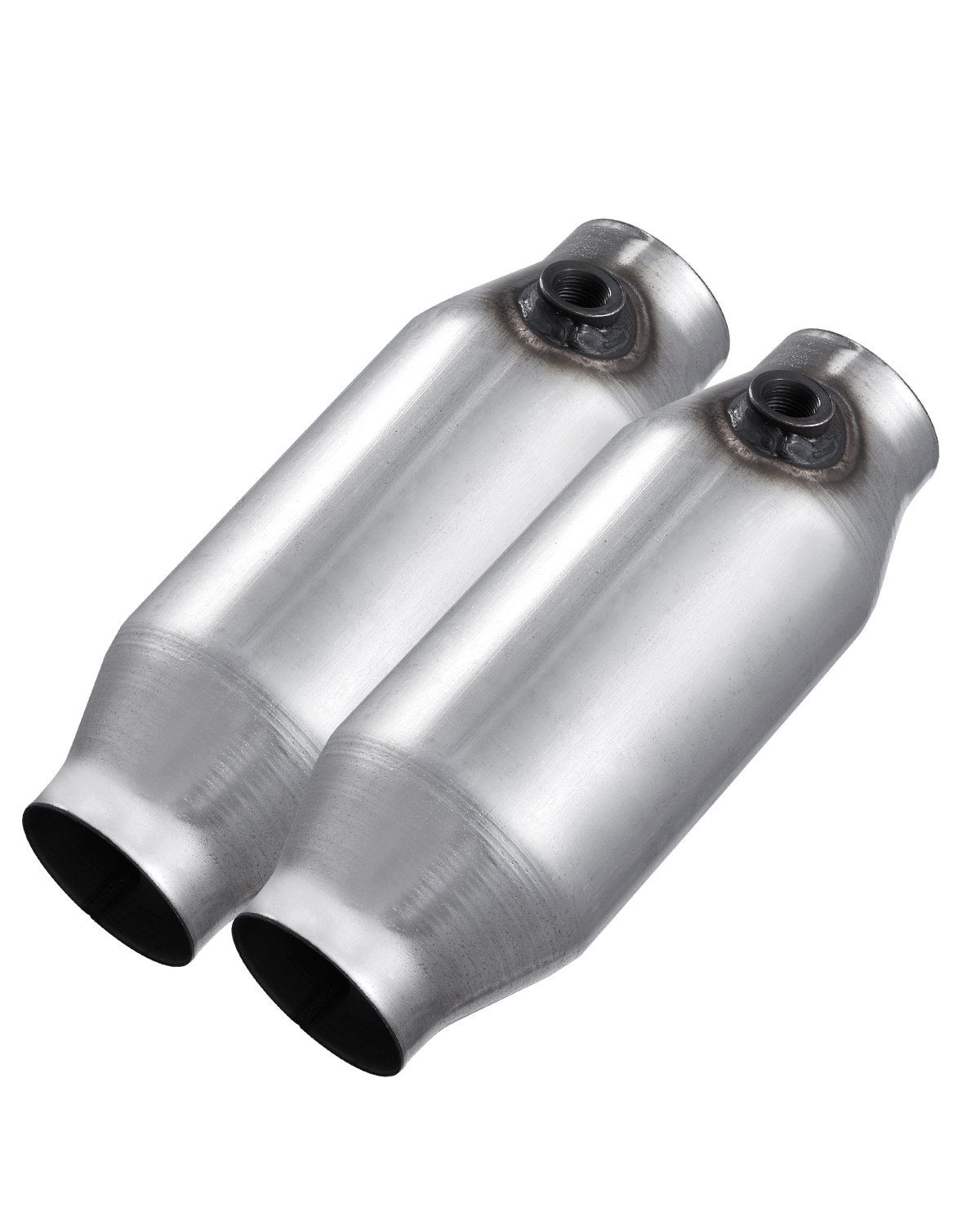 VEVOR Universal Catalytic Converter, 2.5 Inch Inlet/Outlet, 2 Pack High Flow Car Catalytic Converter with O2 Port, Direct Replacement, Stainless Steel Material, for Quick Exhaust Gas Purification