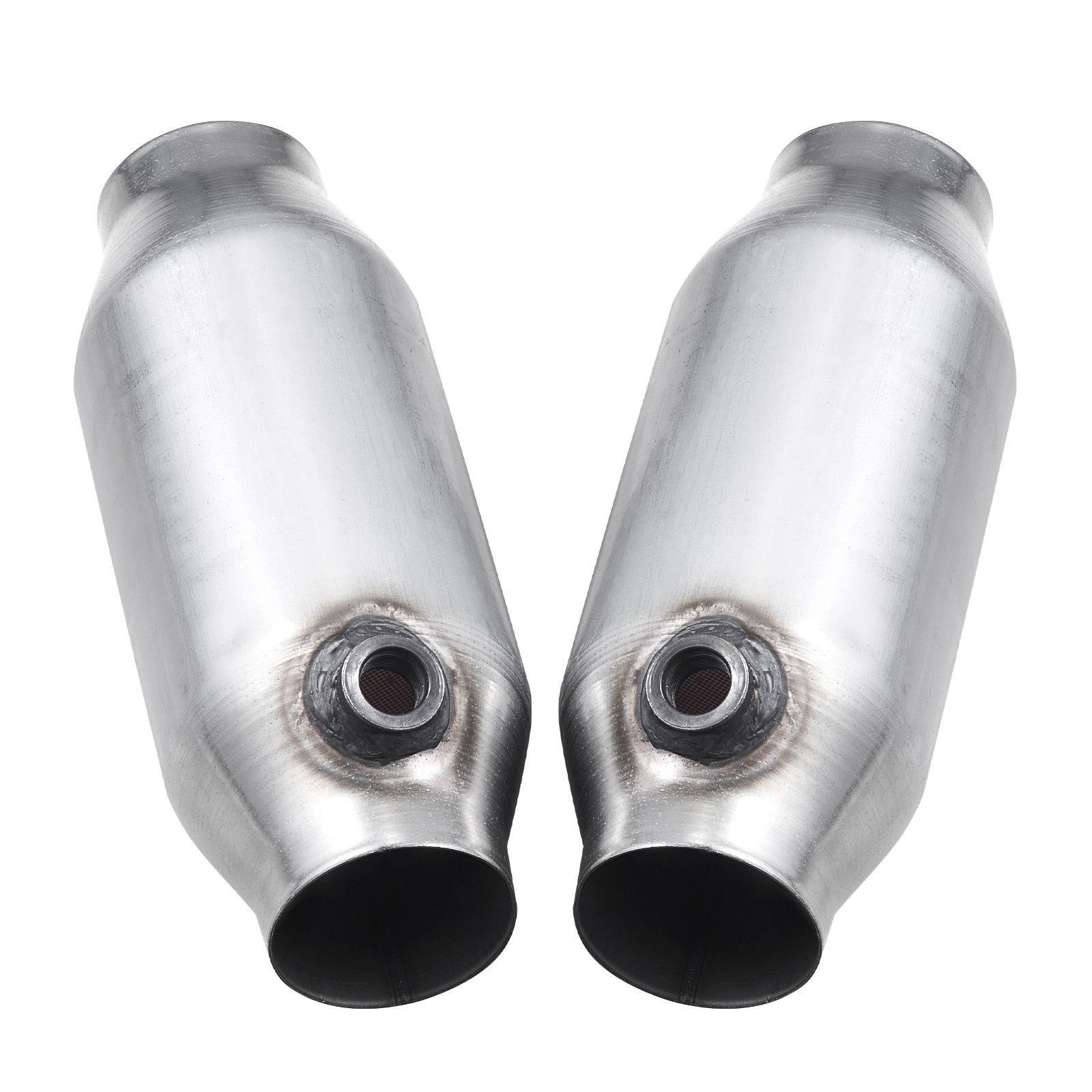 VEVOR Universal Catalytic Converter, 2.5 Inch Inlet/Outlet, 2 Pack High Flow Car Catalytic Converter with O2 Port, Direct Replacement, Stainless Steel Material, for Quick Exhaust Gas Purification