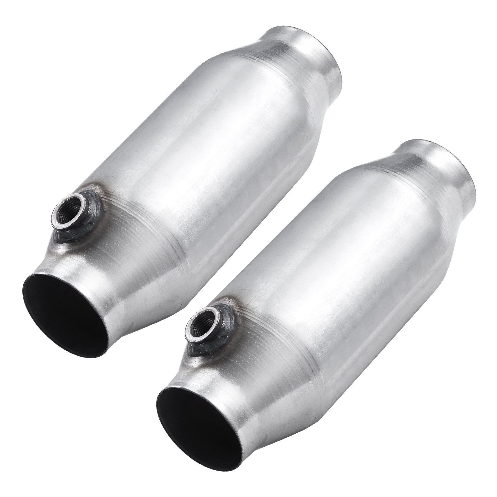 VEVOR Universal Catalytic Converter, 2.5 Inch Inlet/Outlet, 2 Pack High Flow Car Catalytic Converter with O2 Port, Direct Replacement, Stainless Steel Material, for Quick Exhaust Gas Purification