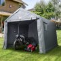 VEVOR Outdoor Storage Shed, 10 x 10 ft Portable Storage Tent with Roll-up Door, Waterproof Canopy Shed Shelter, Heavy Duty Frame, Patio Garage Carport for Motorcycle, Lawn Mower, Bike, Grey