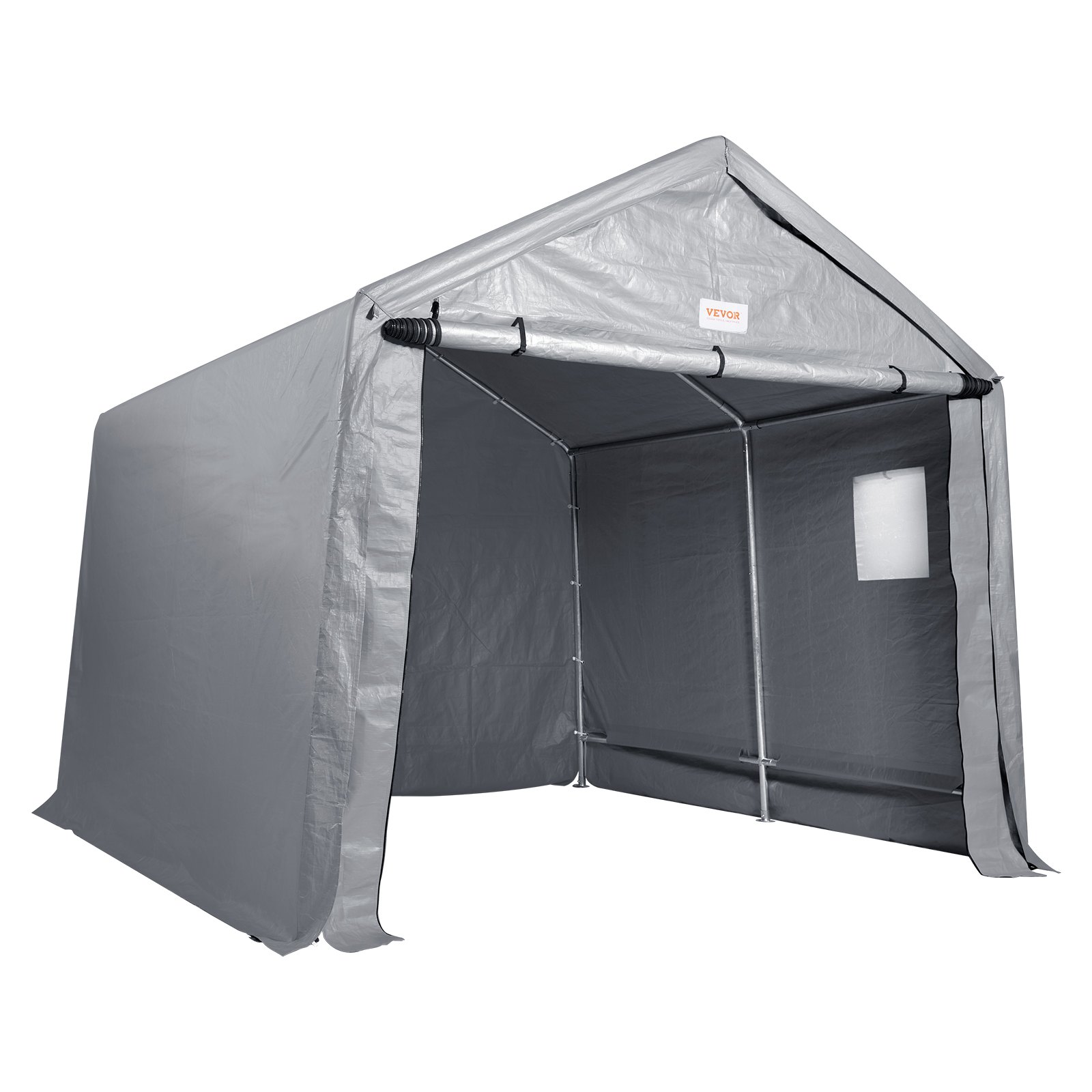 VEVOR Compact Outdoor Shelter, 10x10x8.5 ft Durable Season-Long Storage Tent with Easy Access Zip Door and Airy Windows for Bikes, Motorcycles, and Garden Equipment