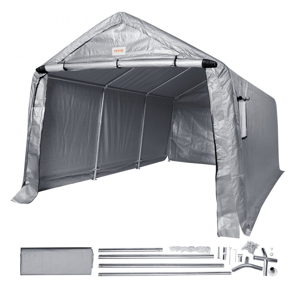 VEVOR Portable Storage Shelter Garage Storage Shel 10 x 15 x 8 ft & Zipper Door