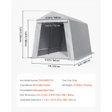 Outdoor Storage Shelter Shed 7x12 ft Waterproof Portable Canopy Carport Tent
