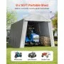 VEVOR Outdoor Storage Shed, 8 x 14 ft Portable Storage Tent with Roll-up Door & Vents, Waterproof Canopy Shed Shelter, Heavy Duty Frame, Patio Garage Carport for Motorcycle, Lawn Mower, Bike, Grey