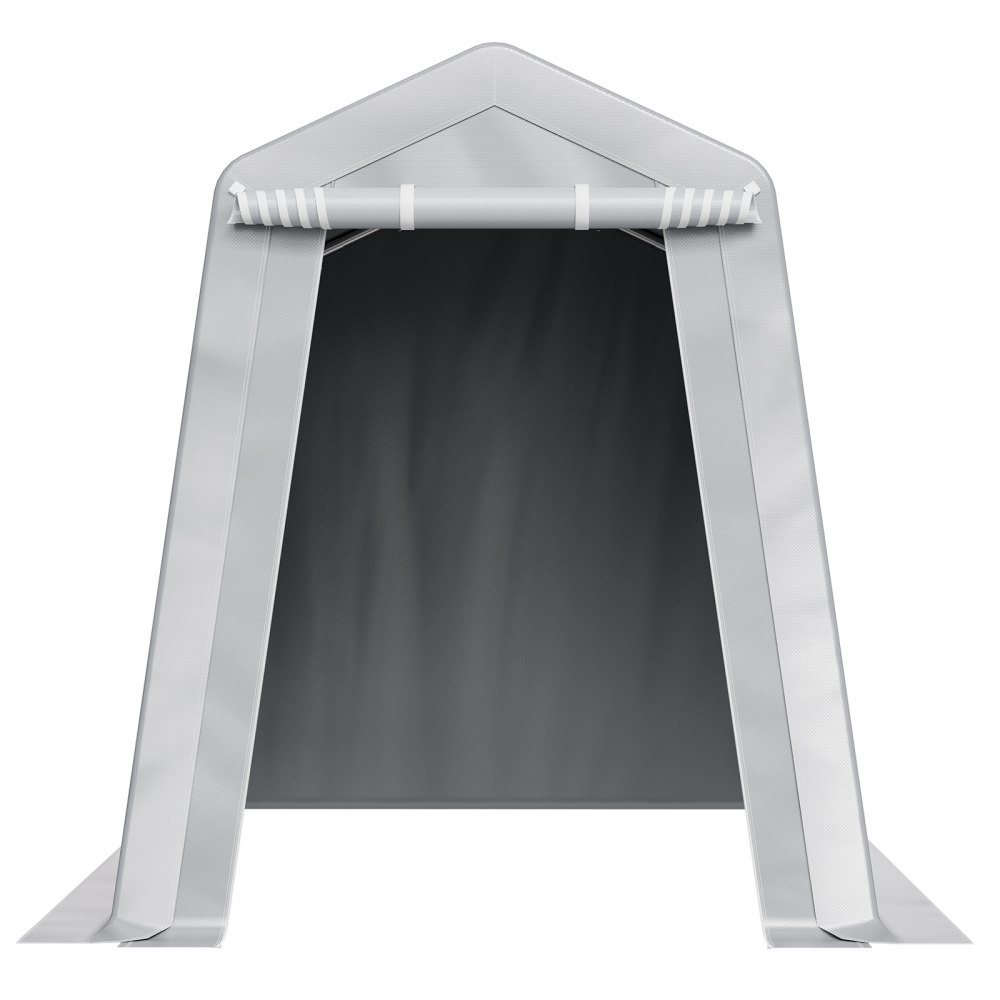 VEVOR Outdoor Storage Shed, 6 x 8 ft Portable Storage Tent with Roll-up Door & Vents, Waterproof Canopy Shed Shelter, Heavy Duty Frame, Patio Garage Carport for Motorcycle, Lawn Mower, Bike, Grey